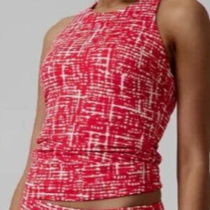 Athleta  Maldives Tankini Top, Shibori Matador Red Sports Swim Suit